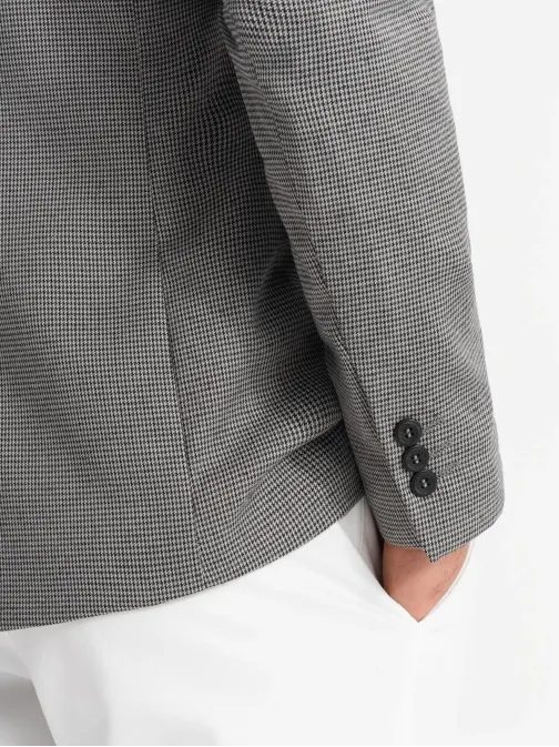 Originálne  šedé sako s jemným vzorom V2-BLZB-0116