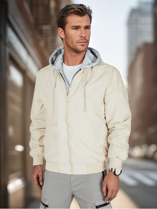 Jedinečná biela bomber bunda s kapucňou