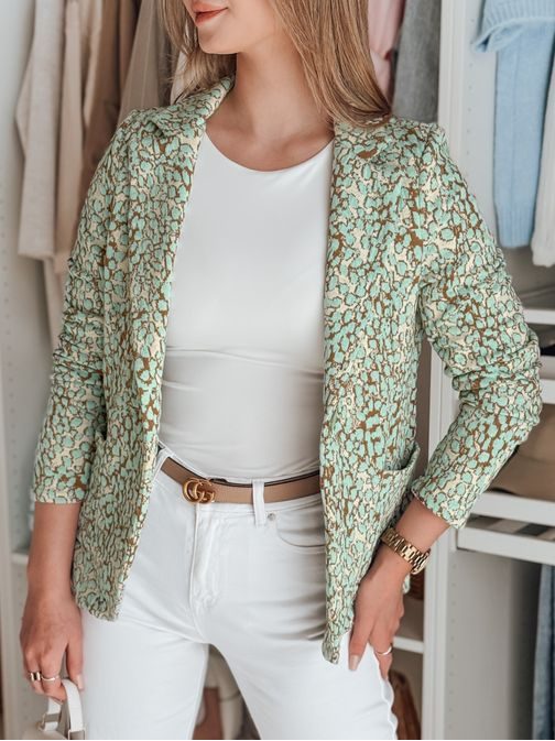 Vzorované dámske sako mätovej farby MARABELL