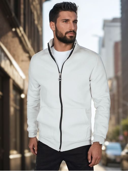 Trendy mikina bez kapucne pre mužov sivá