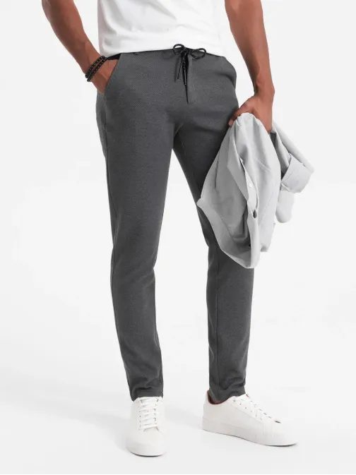 Trendy grafitové nohavice s pružným pásom V2 PACP-0116