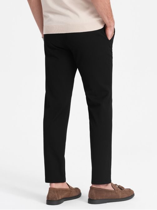 Elegantné čierne chinos nohavice klasického strihu  V4 PACP-0191