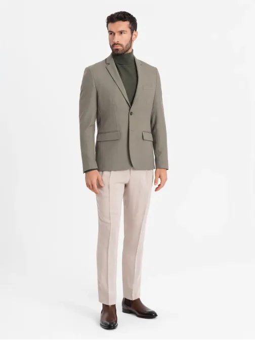 Elegantné olivové pánske sako V5 BLZB-0135