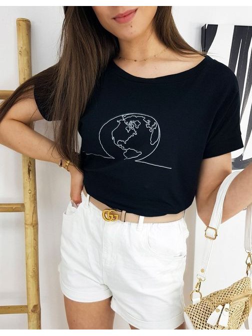 Neobyčajné čierne dámske tričko Globe