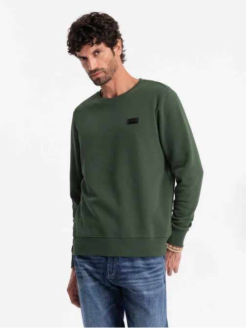 Trendy zelená mikina s nášivkou V4 SSNZ-0136