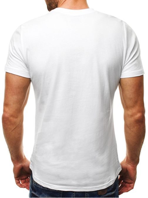Biele bavlnené tričko s potlačou J.STYLE 3035