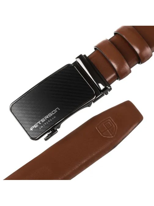 Hnedý kožený pánsky opasok s automatickou prackou