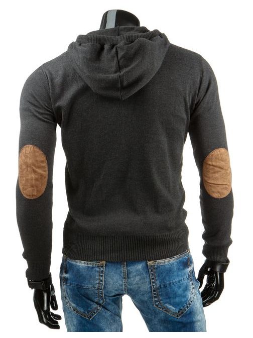 Grafitovo-šedý pánsky sveter s kapucňou