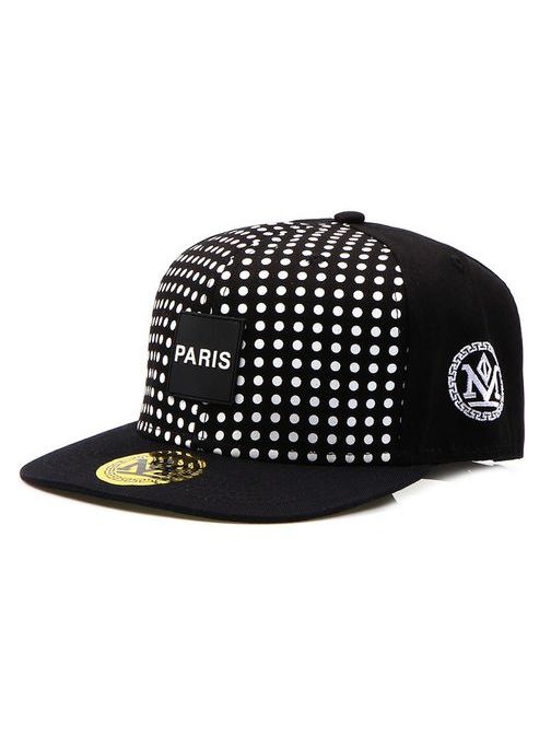 PARIS čierny snapback s bodkami