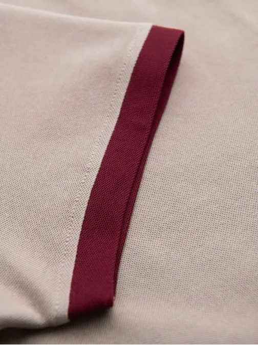 Moderné béžové bavlnené tričko s V-výstrihom V2 TSCT-0198