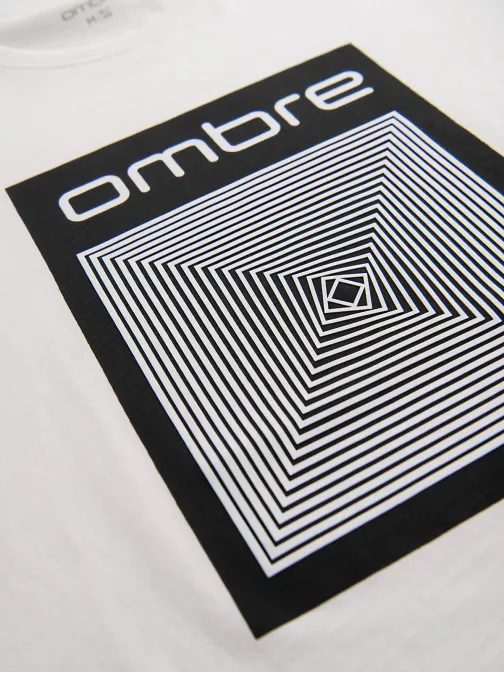 Biele pánske tričko s geometrickou potlačou V2 TSPT-0260