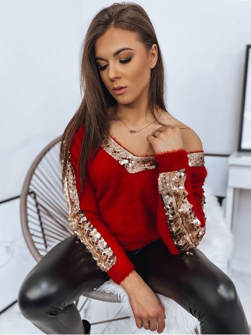 Neobyčajný dámsky sveter Layla v červenej farbe