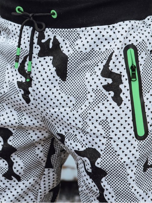 Moderné pánske tepláky s maskáčovým vzorom sivé