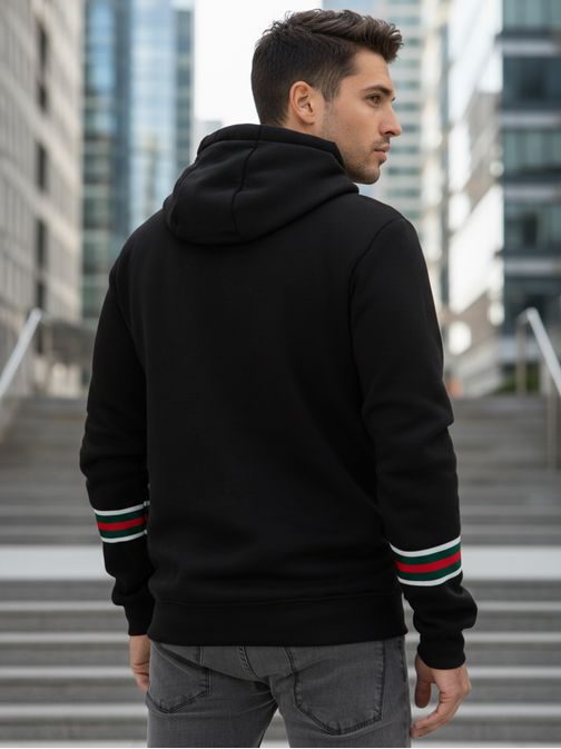 Trendy mikina pre mužov s kapucňou v čiernej farbe