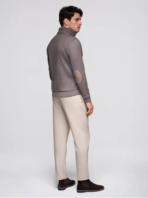 Popolavá pletená bunda s vysokým golierom V2 C645