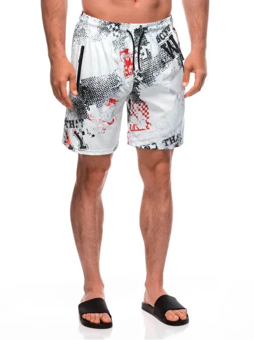 Bielo/červené plavky s trendy potlačou W513