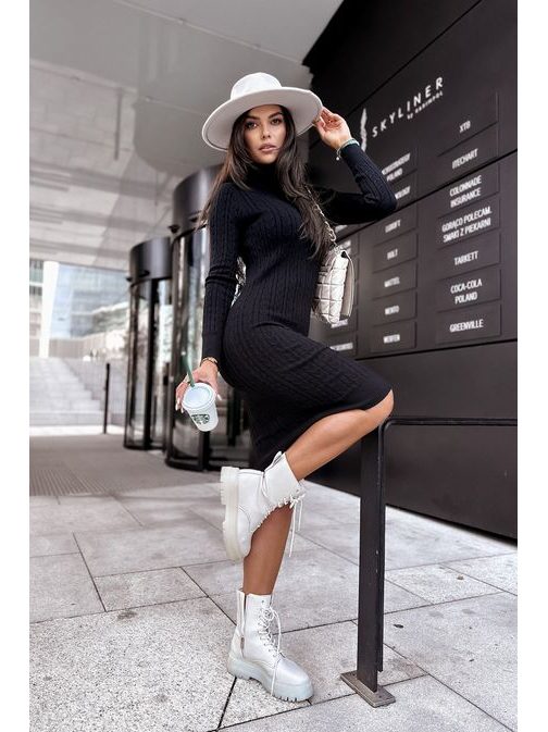 Svetrové elegantné čierne šaty Dreamy
