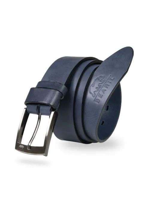 Tmavomodrý kožený pánsky opasok Rio