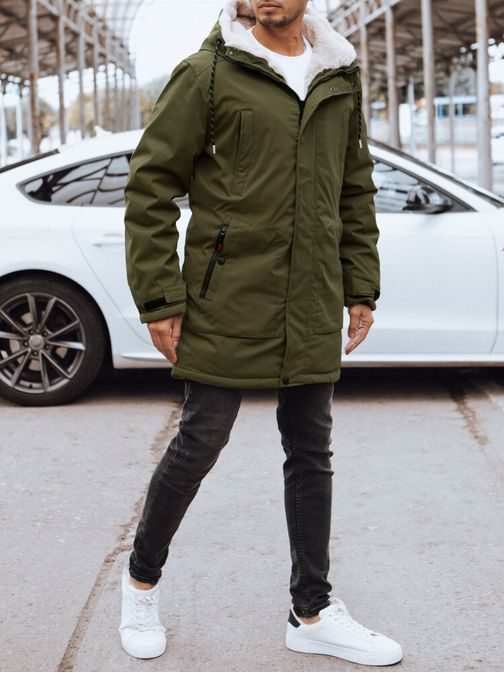 Trendy zelená pánska zimná bunda