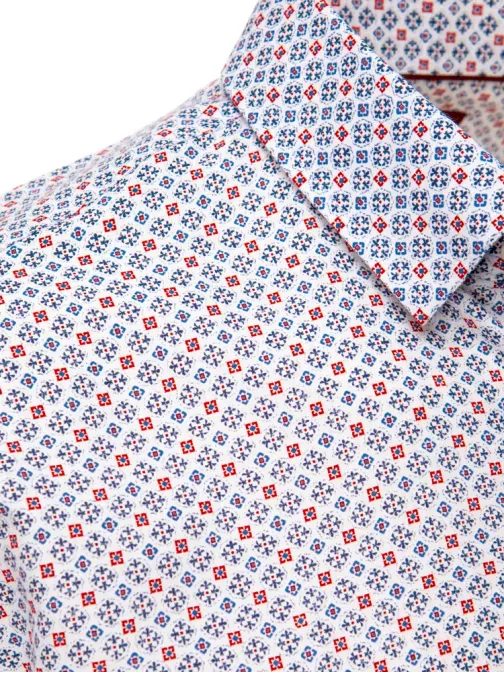 Vzorovaná slim fit pánska košeľa v bielej farbe