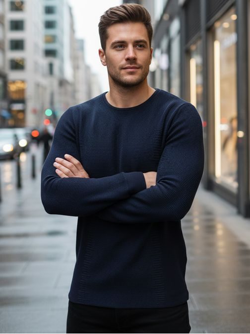 Štýlový pánsky sveter v modrom prevedení