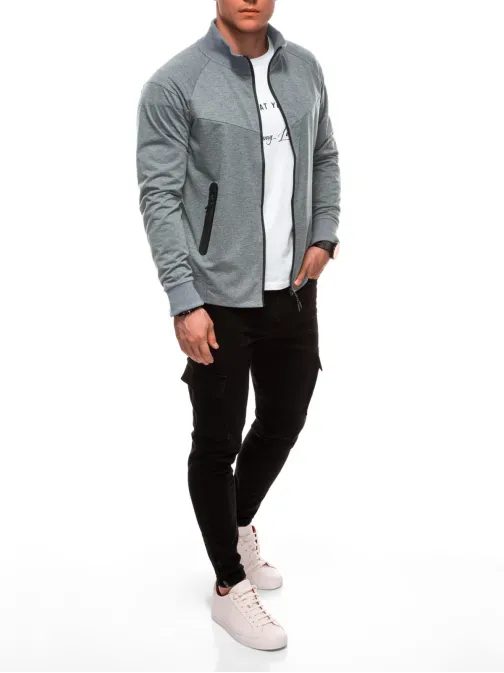 Nadčasová šedá pánska mikina  B1709