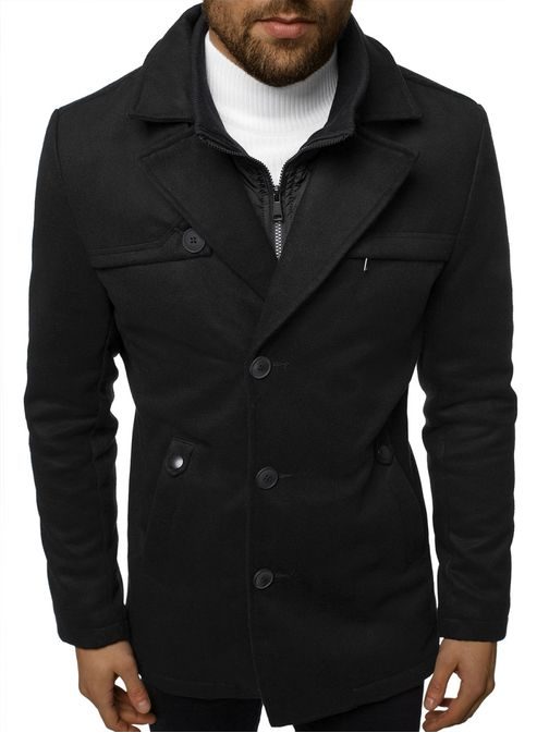 Moderný kabát v čiernej farbe JS/79M3137Z