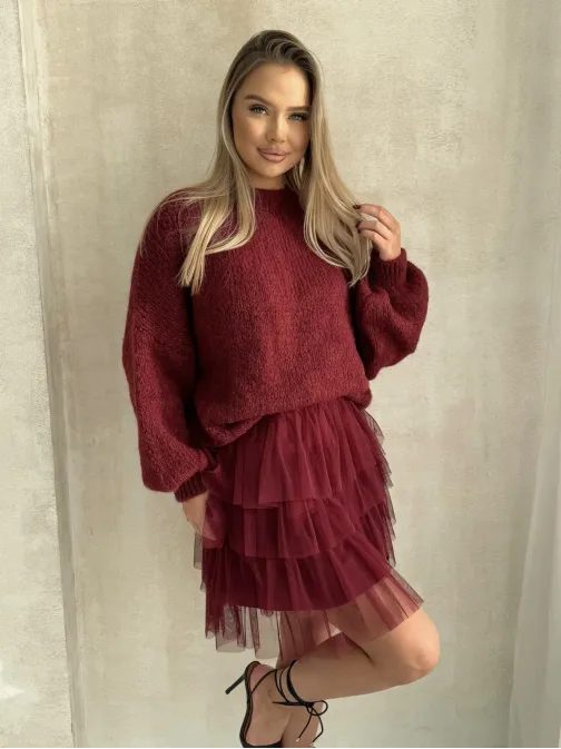 Módna bordová mini sukňa GLR017