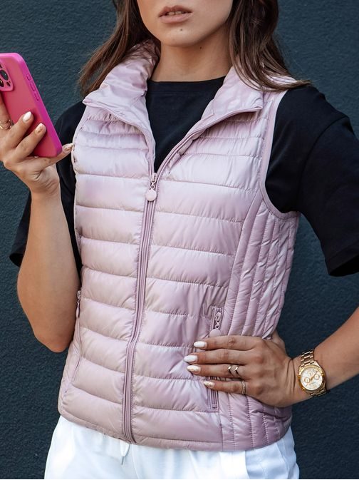 Dámska ružová prešívaná módna vesta Stylishz