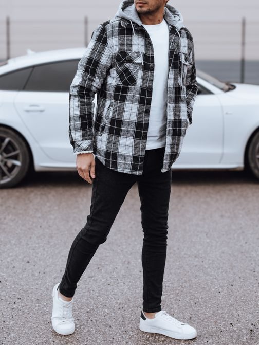 Čierna károvaná bunda na chladné dni