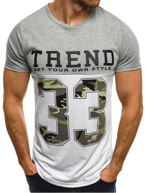 Šedé tričko TREND pre pánov J.STYLE SS117