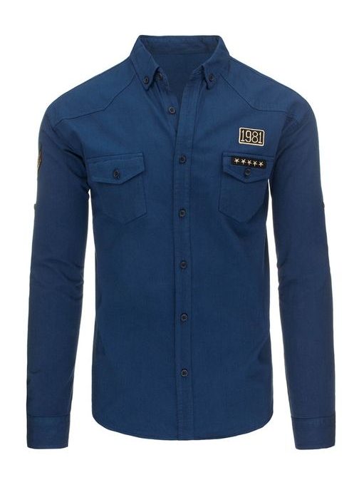 Džínsová pánska košeľa v modernom modrom prevedení