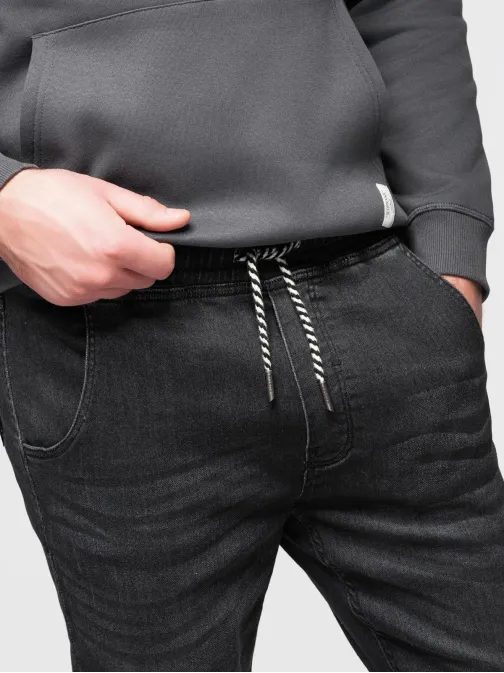 Pánske čierne rifľové joggery V4 PADJ-0242