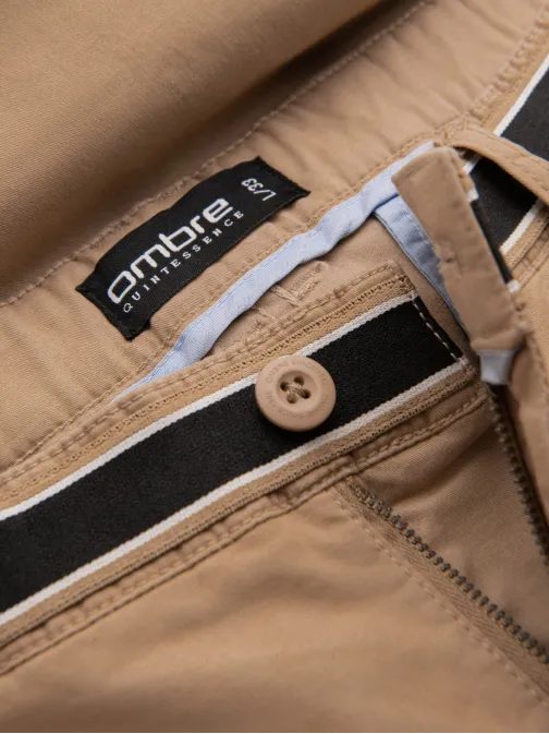 Pieskové chinos nohavice s ozdobným pásom V5 PACP-0118