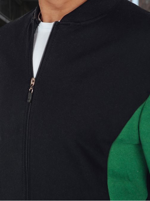 Dvojfarebná pánska čierno-zelená mikina