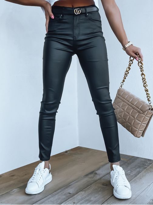Trendové dámske voskované nohavice v čiernej farbe Heiley