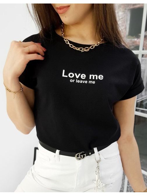 Trendové čierne dámske tričko Love Me