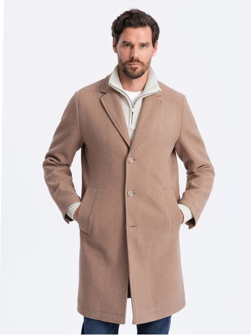 Béžový jednoradový kabát V7 COWC-0104