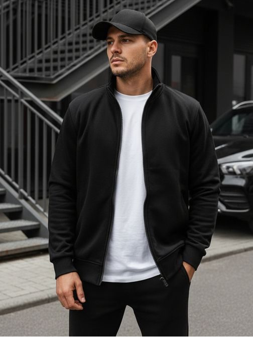 Moderná čierna jednoduchá mikina