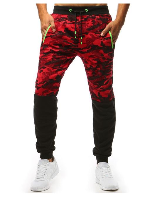 Červené trendové maskáčové tepláky