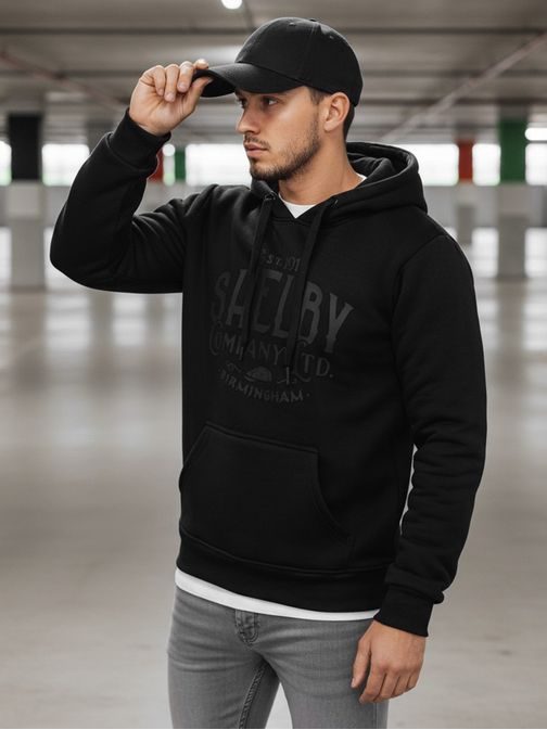 Čierna pánska mikina s originálnym nápisom