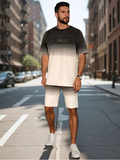 Ombré biely pánsky komplet s nápisom