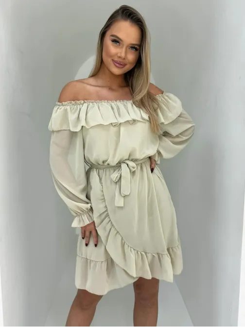 Jedinečné béžové dámske šaty dlr106