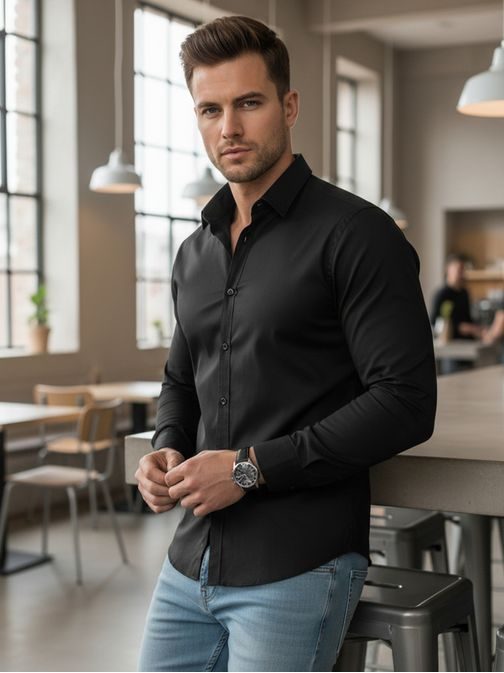 Základná čierna pánska košeľa