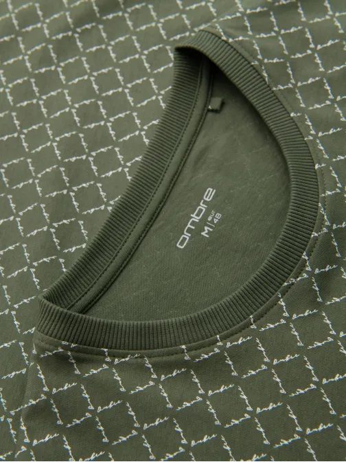 Pánske olivové tričko s trendy potlačou V2 TSFP-0250