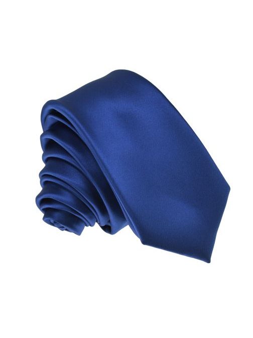 Lesklá modrá pánska kravata K027