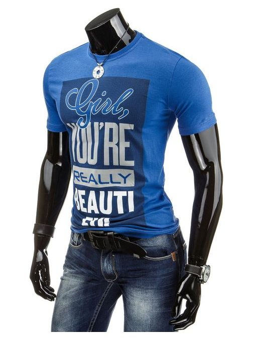 Pánske modré tričko s cool nápisom
