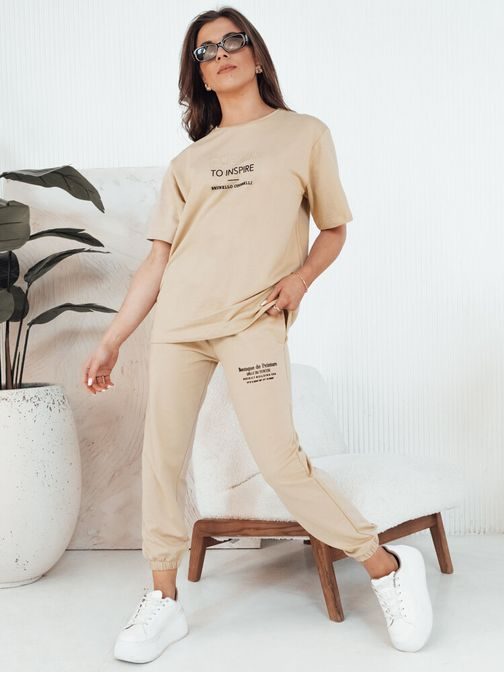 Dámska štýlová béžová tepláková súprava Sipan