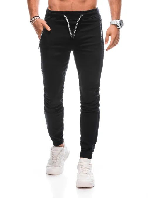 Trendy čierne jedinečné joggery P1383