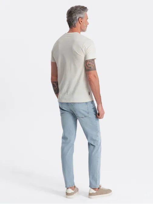 Trendy tričko s ozdobným vreckom krémové V8 TSCT-0109